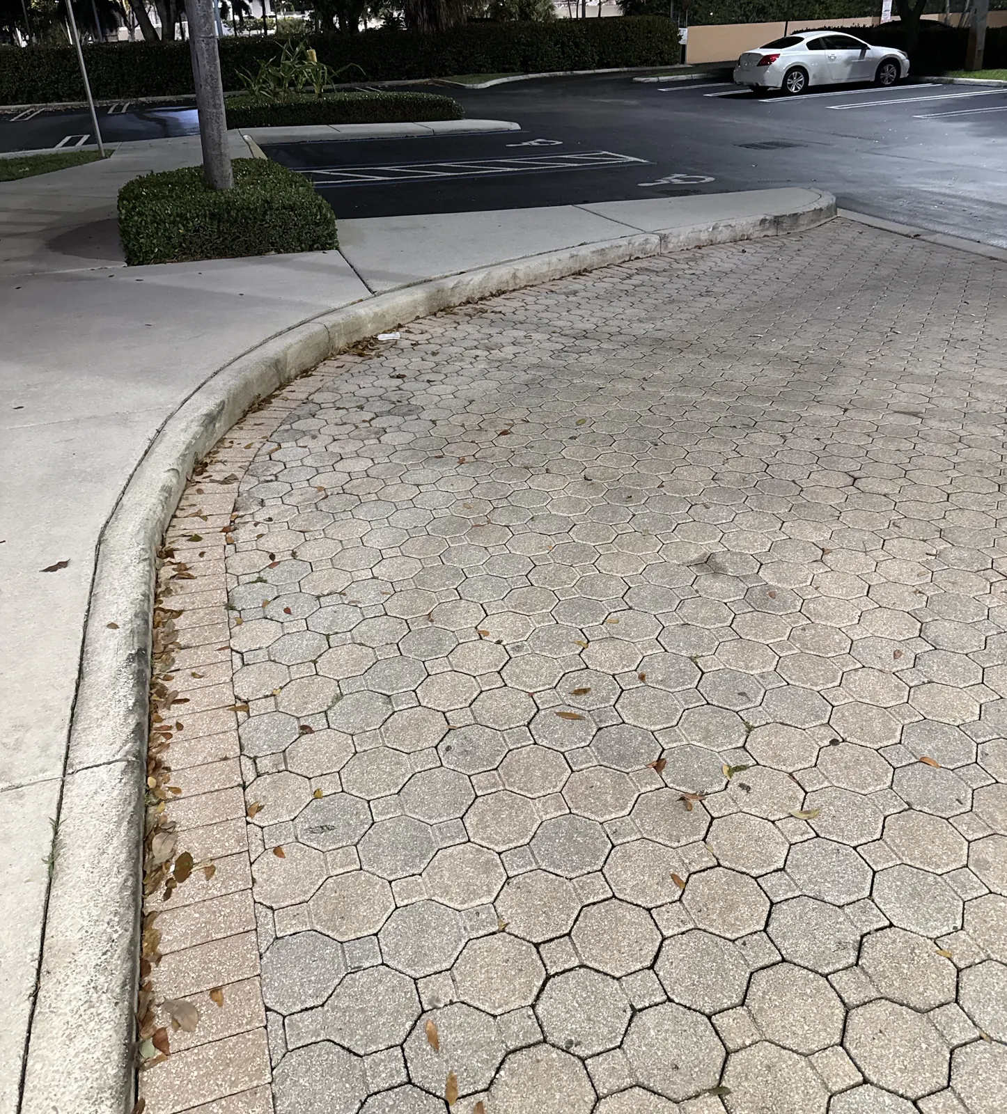 Paver cleaning before, Hex pavers, Aventura