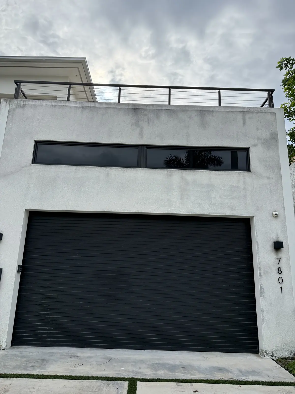 Commercial facade before soft washing